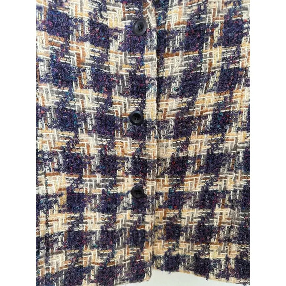 Vintage Oscar by Oscar de la‎ Renta Purple Plaid Tweed Wool/Alpaca Blazer 12 - Picture 7 of 11